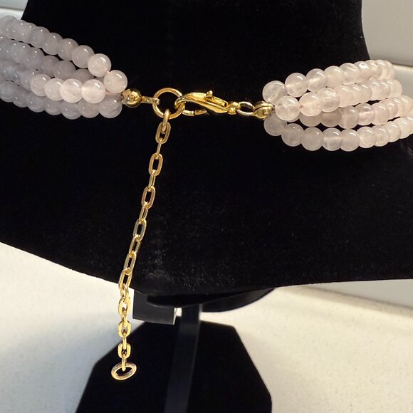 Beautiful Rose Quartz Donut with 4 Strand Bead Choker - Picture 8 of 9